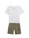 Lucky Brand Kids' Henley Shirt & Shorts Set In White Green