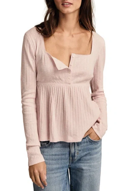 Lucky Brand Babydoll Henley Top In Pink