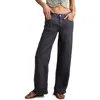 Lucky Brand Baggy Wide Leg Linen Pants In Phantom