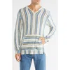 Lucky Brand Baja Stripe Hooded Sweater In Blue
