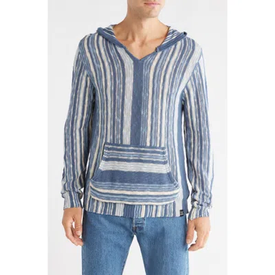 Lucky Brand Baja Stripe Hooded Sweater In Blue
