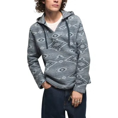 Lucky Brand Baja Woven Cotton Jacquard Pullover Hoodie In Blue