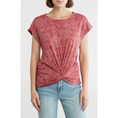 Lucky Brand Bandana Print Twist Front T-shirt In Multi
