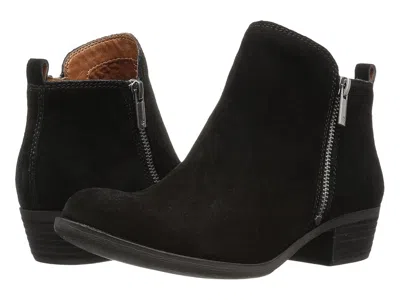 Lucky Brand Basel Women's Zip Boots Black 1: 5.5 B - Medium, Leather/suede In Animal Print