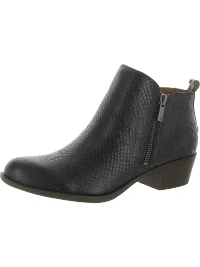Lucky Brand Basel Womens Textured Ankle Boots In Black