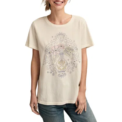 Lucky Brand Beaded Floral Vase Cotton Graphic T-shirt In Pink