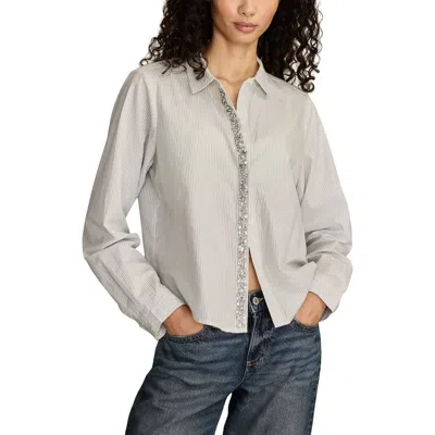 Lucky Brand Bejeweled Button-up Shirt In Blue