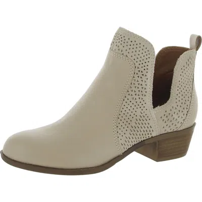 Lucky Brand Belgon Womens Leather Ankle Ankle Boots In White