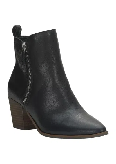 Lucky Brand Bidelia Boots Women's Black Leather Block Heel Bootie Lion903