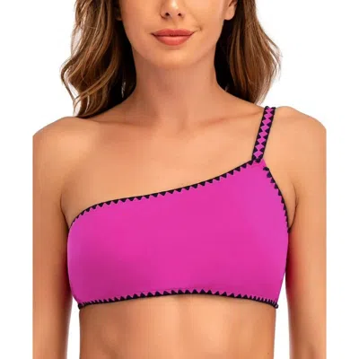 Lucky Brand Bikini Top Women's Pink One Shoulder Asymmetrical Jdm1650