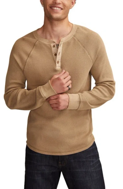 Lucky Brand Birdseye Thermal Henley Top In Brown