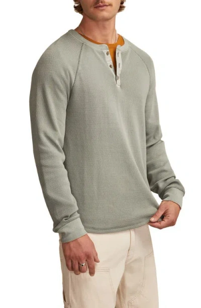 Lucky Brand Birdseye Thermal Henley Top In Gray