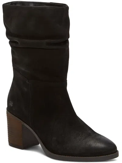Lucky Brand Bitsie Womens Zipper Slouchy Mid-calf Boots In Black Suede