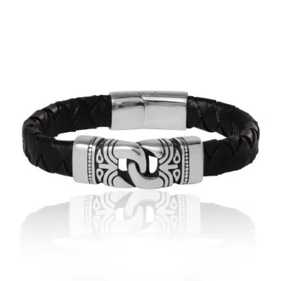 Lucky Brand Black Woven Leather Bracelet