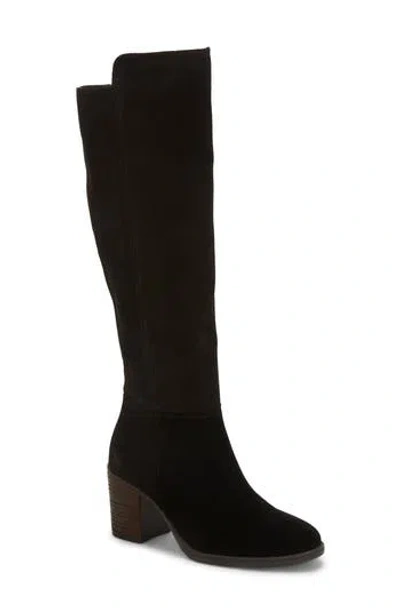 Lucky Brand Calypsow Suede Slouch Boot In Black