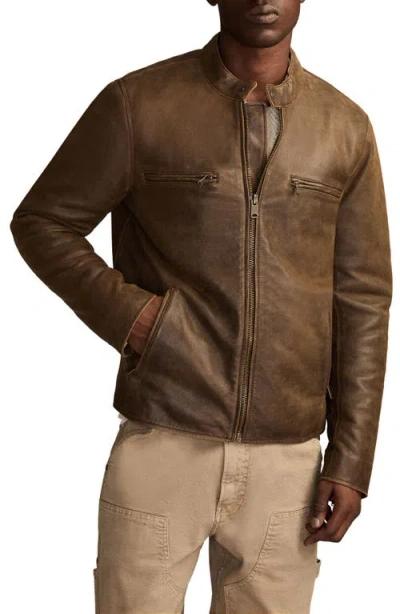 Lucky Brand Bonneville Washed Leather Jacket In Brown