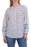 Lucky Brand Border Print Button-up Shirt In Blue Combo