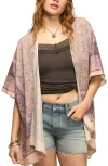 Lucky Brand Border Print Open Front Jacket In Multi