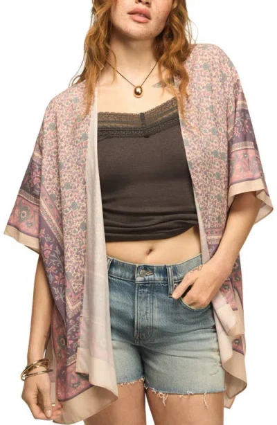 Lucky Brand Border Print Open Front Jacket In Multi