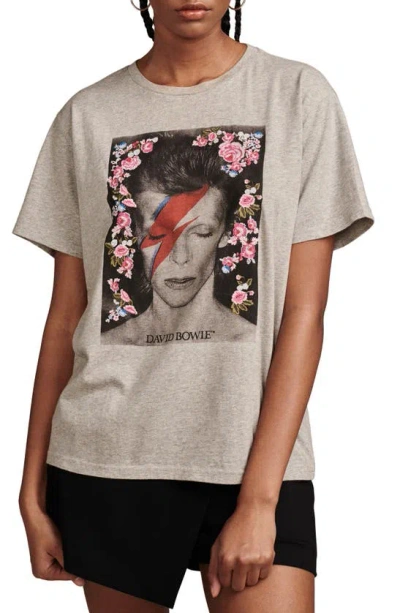 Lucky Brand Women's Floral Bowie Graphic Boyfriend T-shirt In Medium Heather Grey