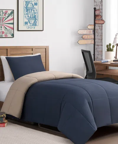 LUCKY BRAND BOX STITCH REVERSIBLE 3-PC. COMFORTER SET, FULL/QUEEN