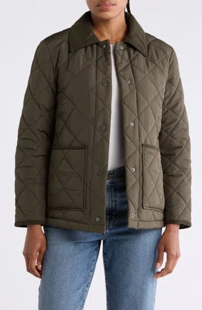 Lucky Brand Boxy Diamond Quilted Jacket In Loden