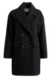 Lucky Brand Boxy Double Breasted Coat In Black