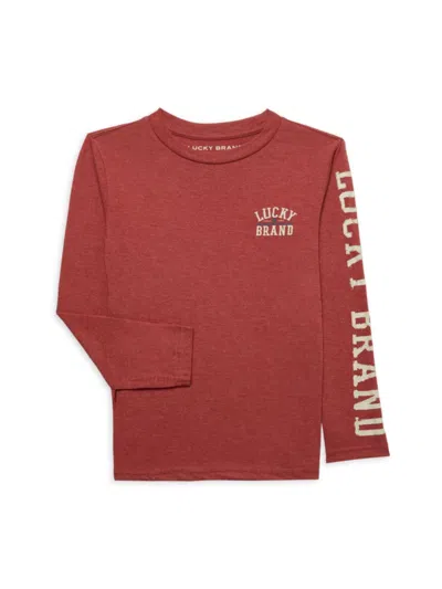 Lucky Brand Kids' Boy's Logo Heathered Tee In Red