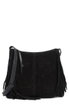 Lucky Brand Bran Nyra Small Fringe Crossbody Bag In Black
