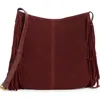 Lucky Brand Bran Nyra Suede Fringe Crossbody Bag In Red