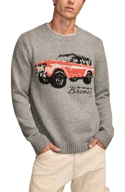 Lucky Brand Bronco Graphic Cotton Blend Sweater In Gray