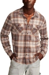 Lucky Brand Brushed Cotton Blend Knit Button-up Shirt In Brown Multi