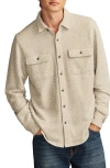 Lucky Brand Brushed Cotton Blend Knit Button-up Shirt In Heather Grey