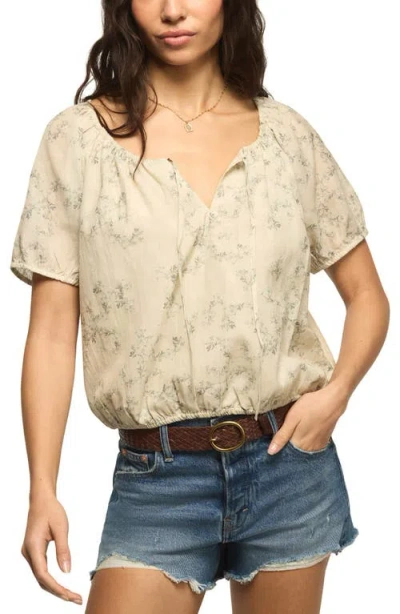 Lucky Brand Bubble Hem Top In Multi