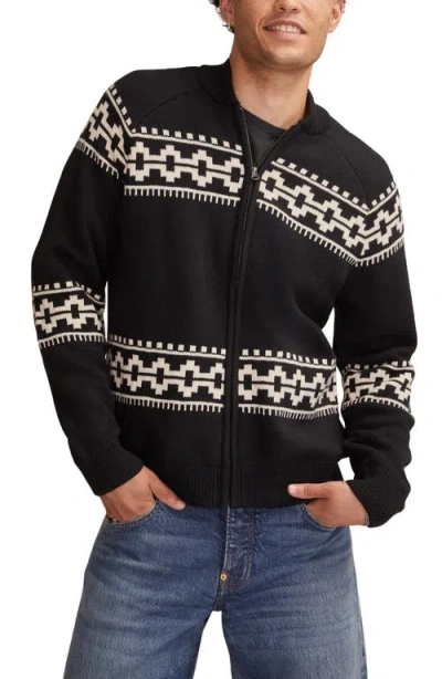 Lucky Brand Bull Front Zip Cardigan In Multi