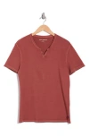 Lucky Brand Burnout Notch Neck T-shirt In Henna