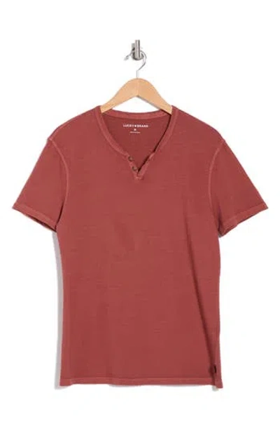 Lucky Brand Burnout Notch Neck T-shirt In Henna
