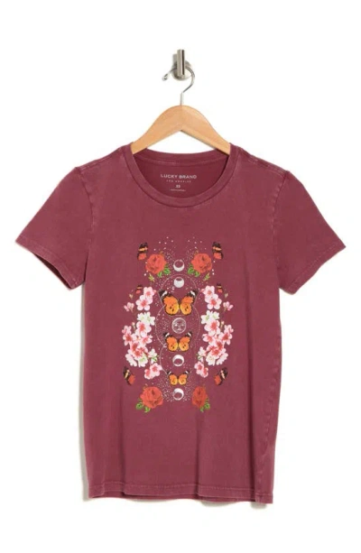 Lucky Brand Butterfly Celestial Cotton Graphic Tee In Cordovan