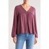 Lucky Brand Button & Loop Top In Burgundy