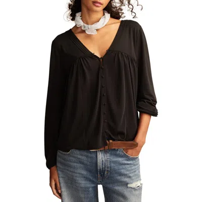 Lucky Brand Button & Loop Top In Jet Black
