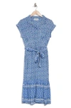 Lucky Brand Button Down Shirtdress In Blue Border
