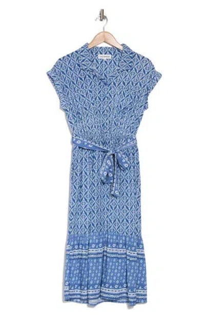 Lucky Brand Button Down Shirtdress In Blue Border