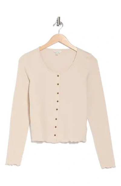 Lucky Brand Button Front Knit Cardigan In Oat Milk