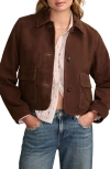 Lucky Brand Button Front Suede Jacket In Brown