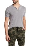 Lucky Brand Button Notch Neck T-shirt In Frost Gray