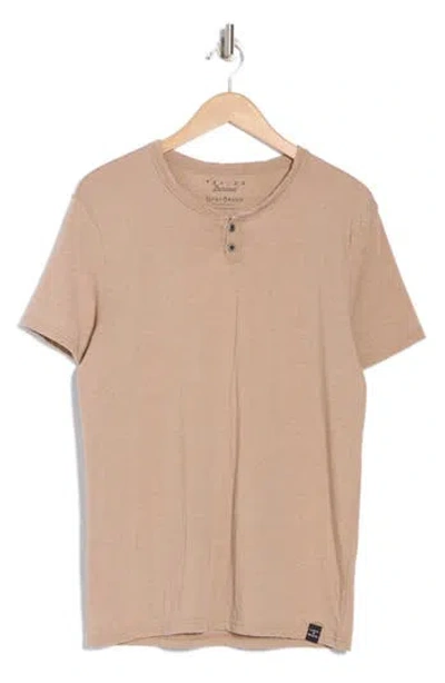 Lucky Brand Button Notch Neck T-shirt In Silver Mink