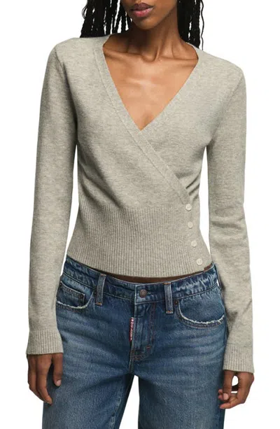 Lucky Brand Button Side Wrap Sweater In Gray
