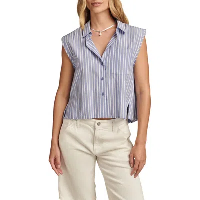 Lucky Brand Button-up Sleeveless Top In Blue