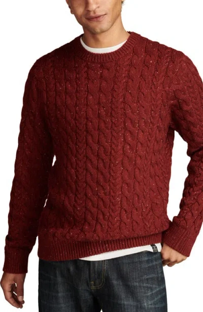 Lucky Brand Cable Crewneck Sweater In Cabernet