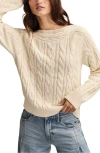Lucky Brand Cable Stitch Boat Neck Cotton Sweater In Neutral